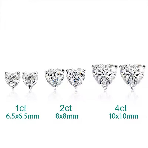 Lilia - Heart Moissanite Stud Earrings