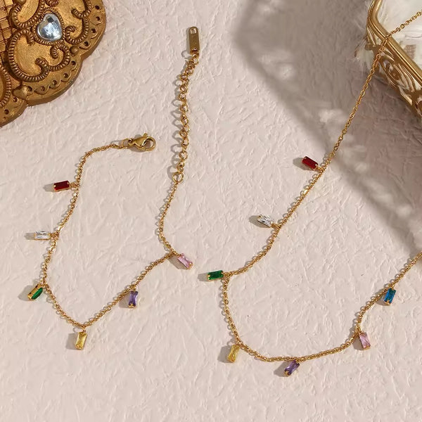 Colorful Zircon Charms Necklace