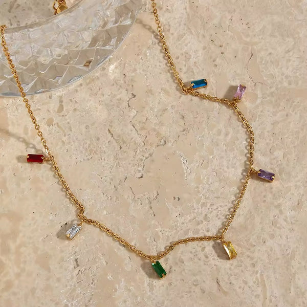 Colorful Zircon Charms Necklace